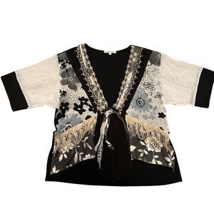 Spencer Alexis Floral Lace Kimono Top Blouse  Size L